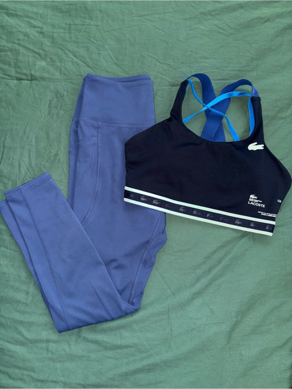 Lacoste Navy Sports Bra with Blue Leggings